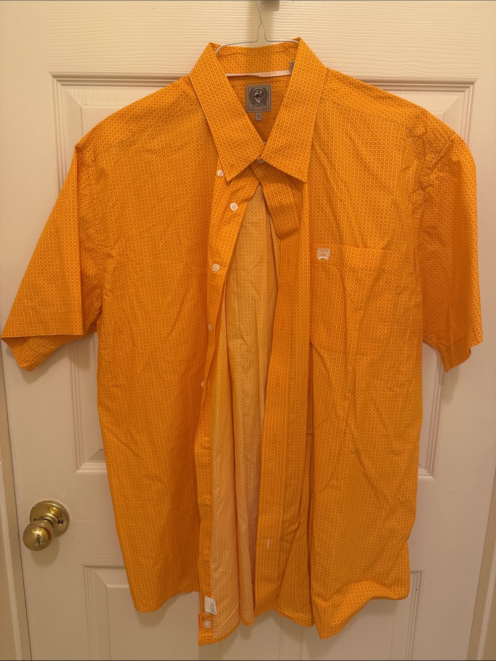 Cinch Men's Orange Patterned Button Shirt